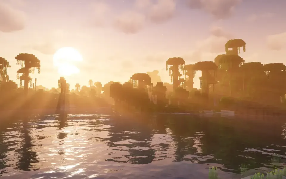 Complementary Unbound shaders dusk landscape